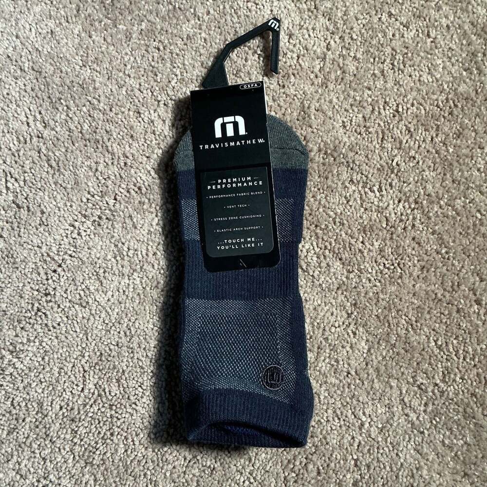 TravisMathew Premium Performance No-Show Socks - Navy/Grey, OSFA